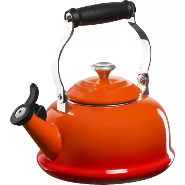 Le Creuset Enamel On Steel Whistling Tea Kettle with Metal Finishes, 1.7 qt., Meringue