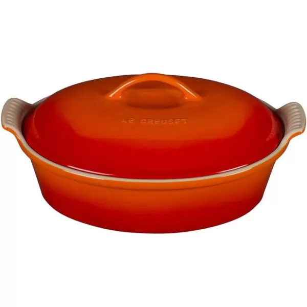 Le Creuset Stoneware Heritage Covered Oval Casserole, 4 qt. , Cerise