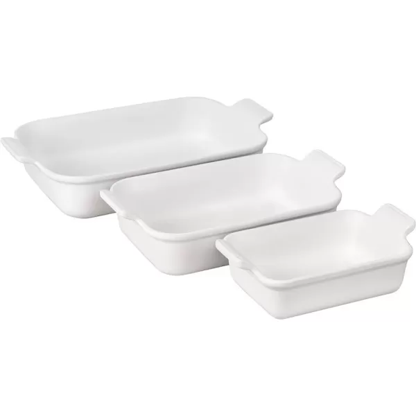 Le Creuset Stoneware Heritage Set 3 Rectangular Dishes, Sea Salt