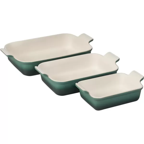 Le Creuset Stoneware Heritage Set 3 Rectangular Dishes, Sea Salt