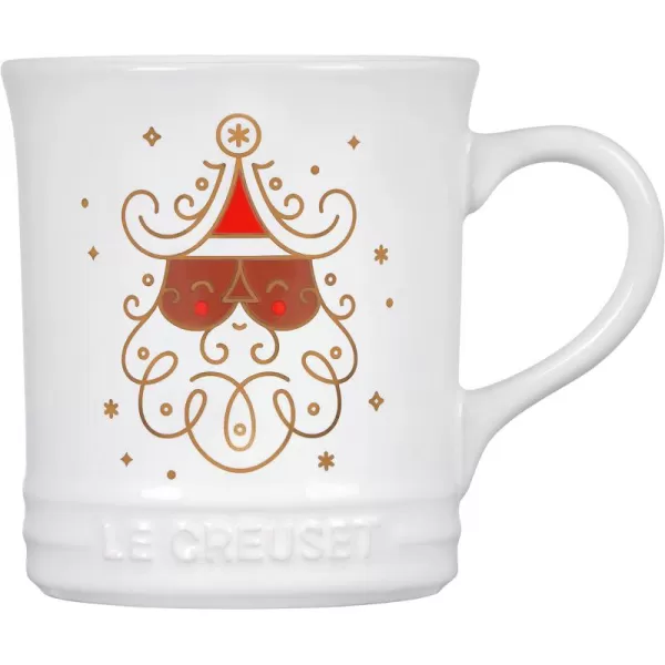 Le Creuset Stoneware Noel Collection: Santa Mug, 14 oz., White w/Applique