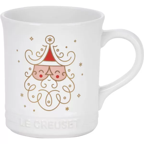 Le Creuset Stoneware Noel Collection: Santa Mug, 14 oz., White w/Applique