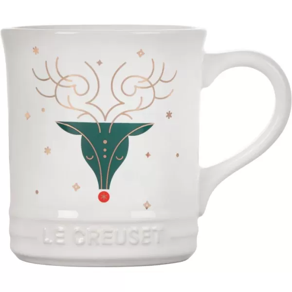 Le Creuset Stoneware Noel Collection: Santa Mug, 14 oz., White w/Applique