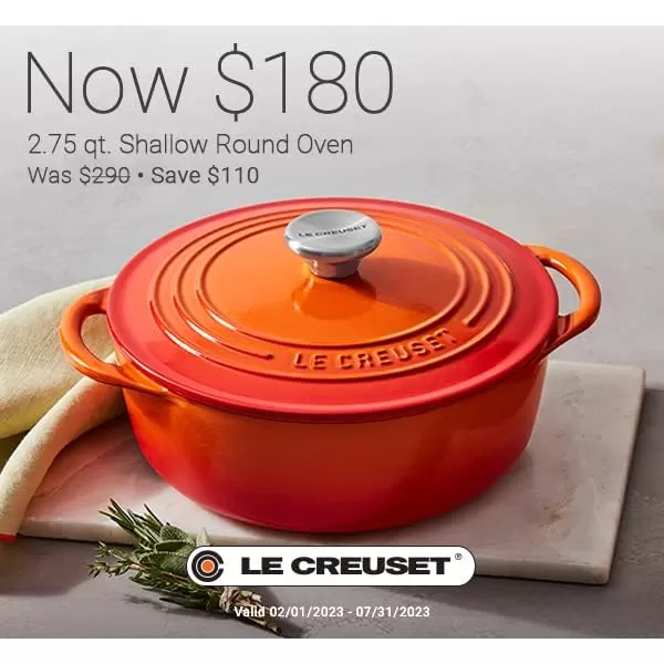Le Creuset Enameled Cast Iron Shallow Round Oven, 2.75 Qt., Flame