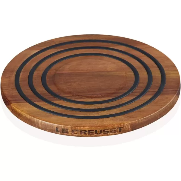 Le Creuset Magnetic Wooden Trivet, Acacia Wood with Black Silicone Rings