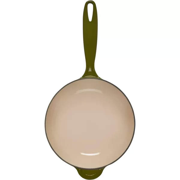 Le Creuset Olive Branch Collection Cast Iron Traditional Round Saucier, 2.25 Qt., Olive
