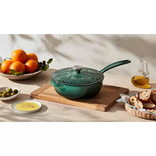 Le Creuset Olive Branch Collection Cast Iron Traditional Round Saucier, 2.25 Qt., Olive