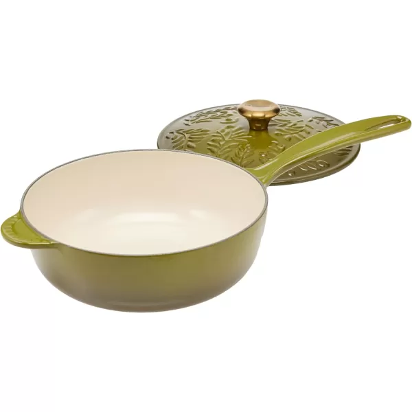 Le Creuset Olive Branch Collection Cast Iron Traditional Round Saucier, 2.25 Qt., Olive