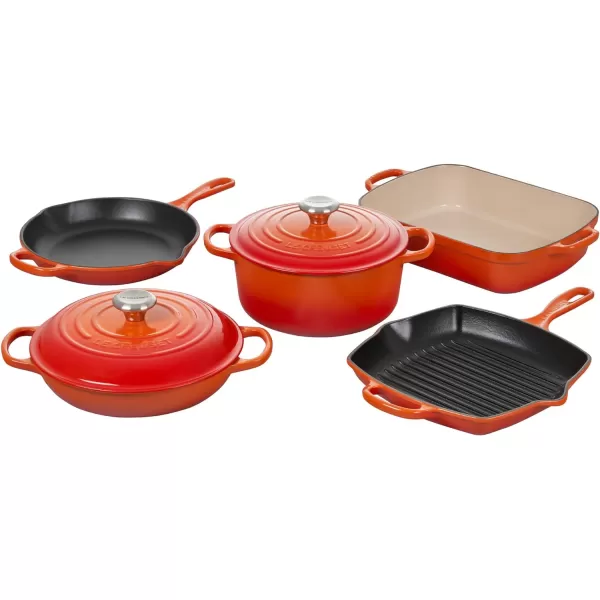 Le Creuset Signature Enameled Cast-Iron Cookware Set, 10-Piece, White