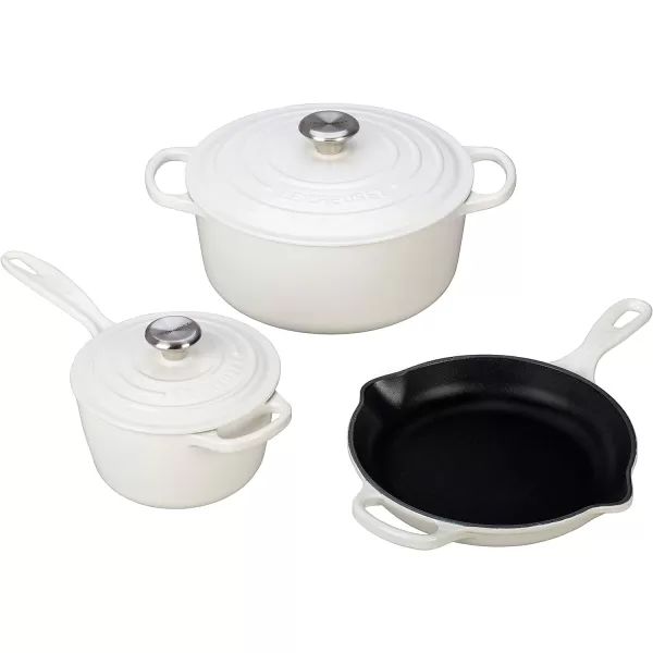 Le Creuset Signature Enameled Cast-Iron Cookware Set, 10-Piece, White