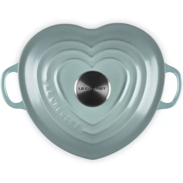 Le Creuset Signature Enameled Cast Iron Figural Heart Cocotte, 2 Quart, Coastal Blue with Stainless Steel Knob