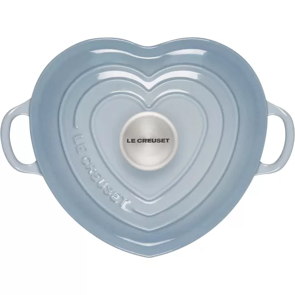 Le Creuset Signature Enameled Cast Iron Figural Heart Cocotte, 2 Quart, Coastal Blue with Stainless Steel Knob