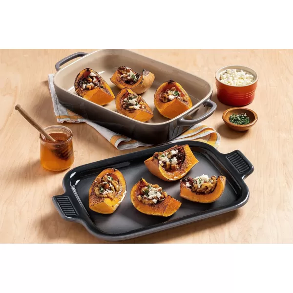 Le Creuset Stoneware Rectangular Dish with Platter Lid, 14 3/4" X 9", White