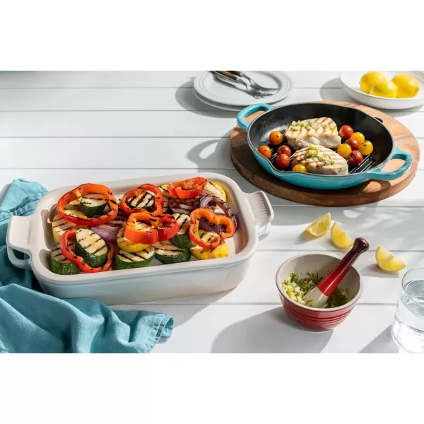 Le Creuset Stoneware Rectangular Dish with Platter Lid, 14 3/4" X 9", White