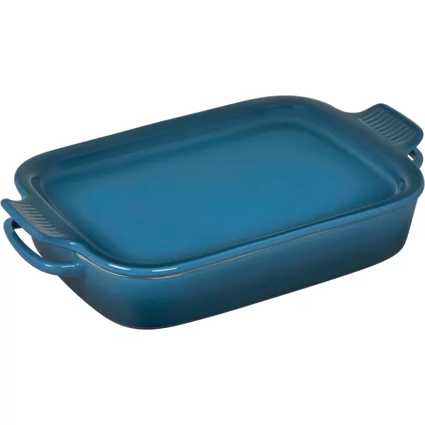 Le Creuset Stoneware Rectangular Dish with Platter Lid, 14 3/4" X 9", White