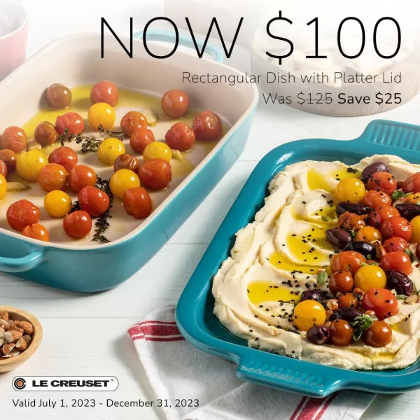 Le Creuset Stoneware Rectangular Dish with Platter Lid, 14 3/4" X 9", White