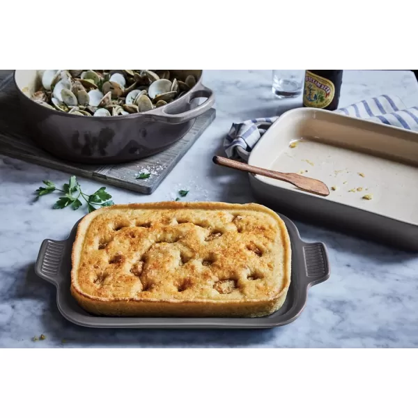 Le Creuset Stoneware Rectangular Dish with Platter Lid, 14 3/4" X 9", White