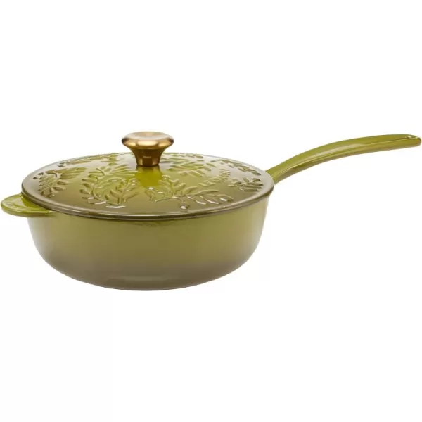 Le Creuset Olive Branch Collection Cast Iron Traditional Round Saucier, 2.25 Qt., Olive