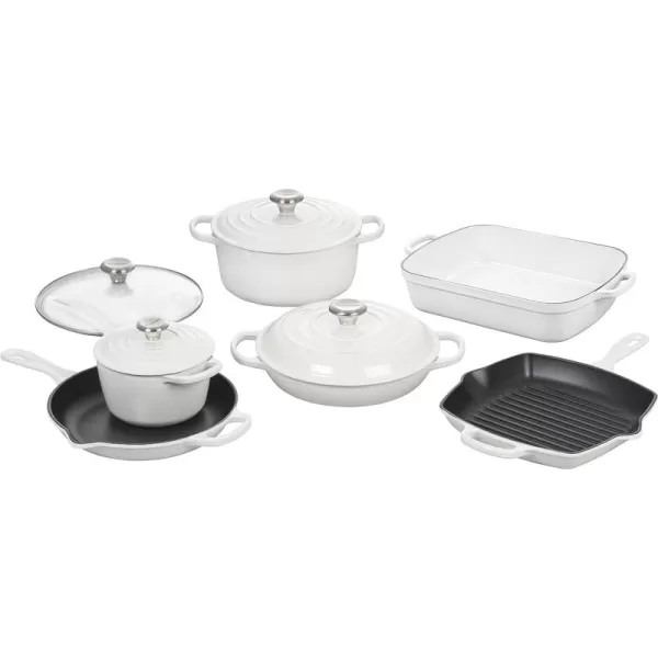 Le Creuset Signature Enameled Cast-Iron Cookware Set, 10-Piece, White