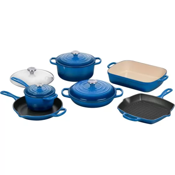 Le Creuset Signature Enameled Cast-Iron Cookware Set, 10-Piece, White