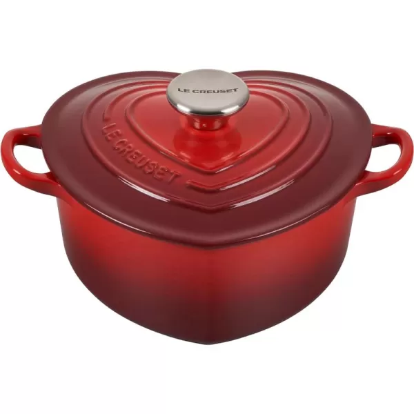 Le Creuset Signature Enameled Cast Iron Figural Heart Cocotte, 2 Quart, Coastal Blue with Stainless Steel Knob