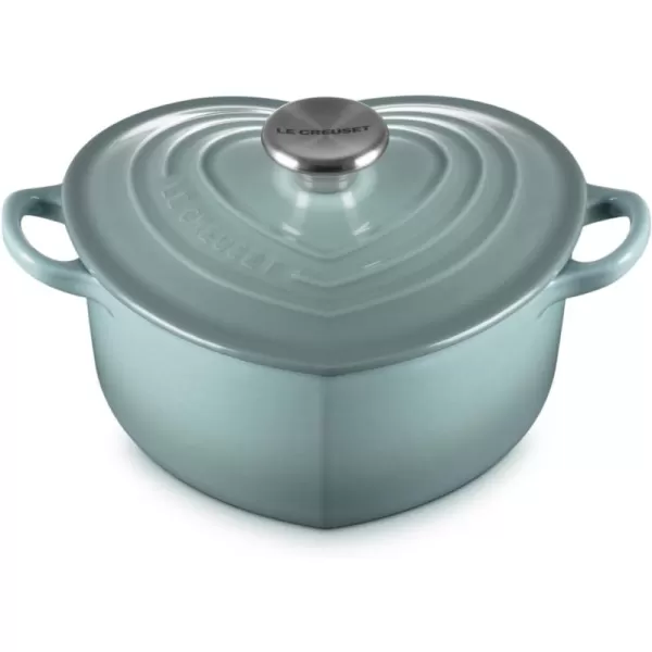 Le Creuset Signature Enameled Cast Iron Figural Heart Cocotte, 2 Quart, Coastal Blue with Stainless Steel Knob