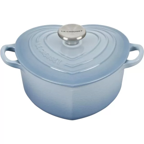 Le Creuset Signature Enameled Cast Iron Figural Heart Cocotte, 2 Quart, Coastal Blue with Stainless Steel Knob