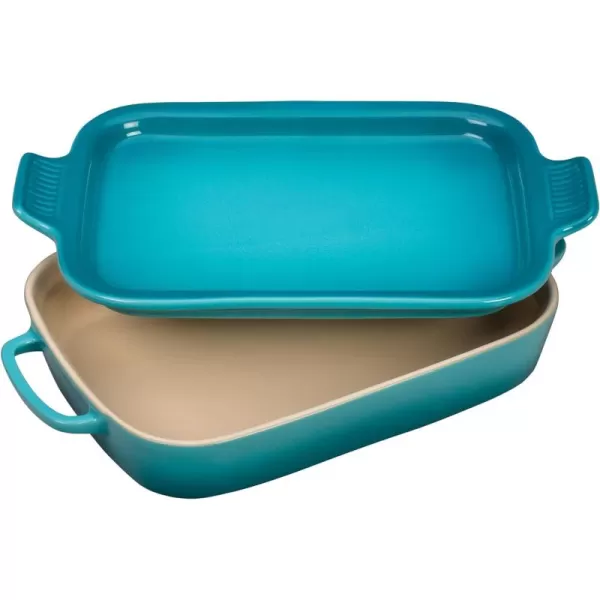 Le Creuset Stoneware Rectangular Dish with Platter Lid, 14 3/4" X 9", White