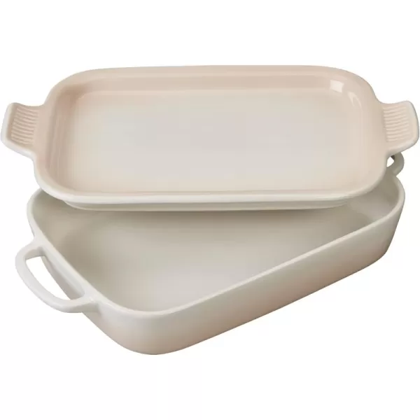 Le Creuset Stoneware Rectangular Dish with Platter Lid, 14 3/4" X 9", White