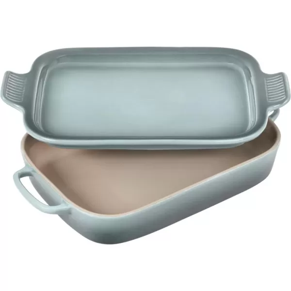Le Creuset Stoneware Rectangular Dish with Platter Lid, 14 3/4" X 9", White