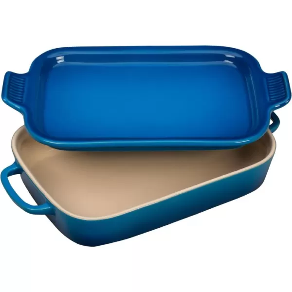 Le Creuset Stoneware Rectangular Dish with Platter Lid, 14 3/4" X 9", White