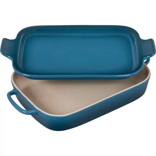 Le Creuset Stoneware Rectangular Dish with Platter Lid, 14 3/4" X 9", White