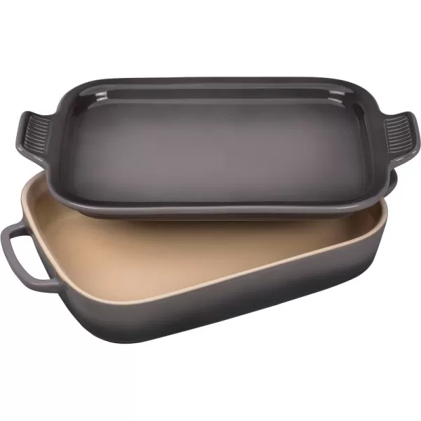 Le Creuset Stoneware Rectangular Dish with Platter Lid, 14 3/4" X 9", White