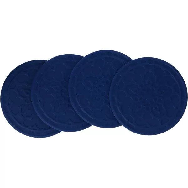 Le Creuset Silicone French Coasters, Set of 4 - 4" diameter , White