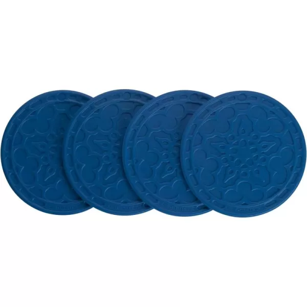 Le Creuset Silicone French Coasters, Set of 4 - 4" diameter , White