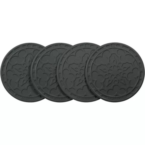 Le Creuset Silicone French Coasters, Set of 4 - 4" diameter , White