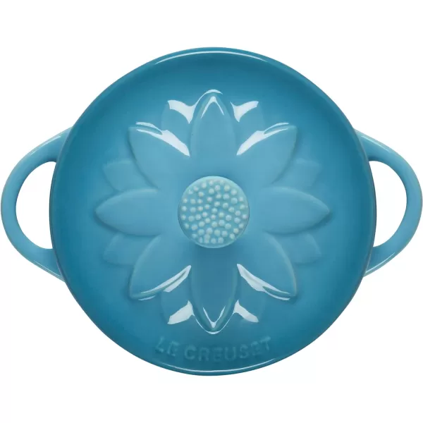 Le Creuset Stoneware Mini Round Cocotte with Flower Lid, 8oz., Nectar