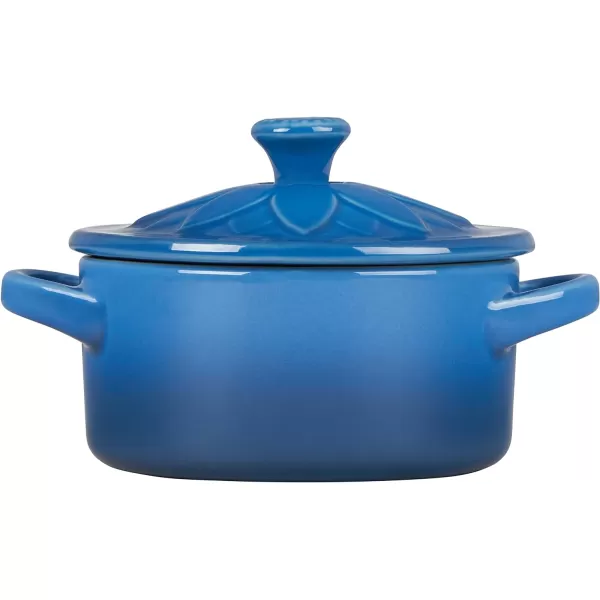 Le Creuset Stoneware Mini Round Cocotte with Flower Lid, 8oz., Nectar