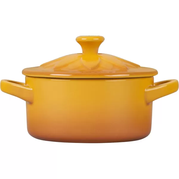 Le Creuset Stoneware Mini Round Cocotte with Flower Lid, 8oz., Nectar