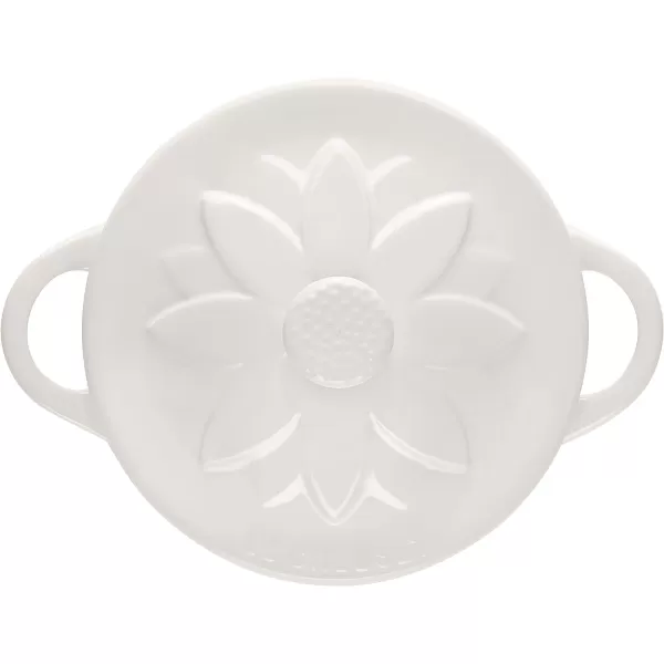 Le Creuset Stoneware Mini Round Cocotte with Flower Lid, 8oz., Nectar