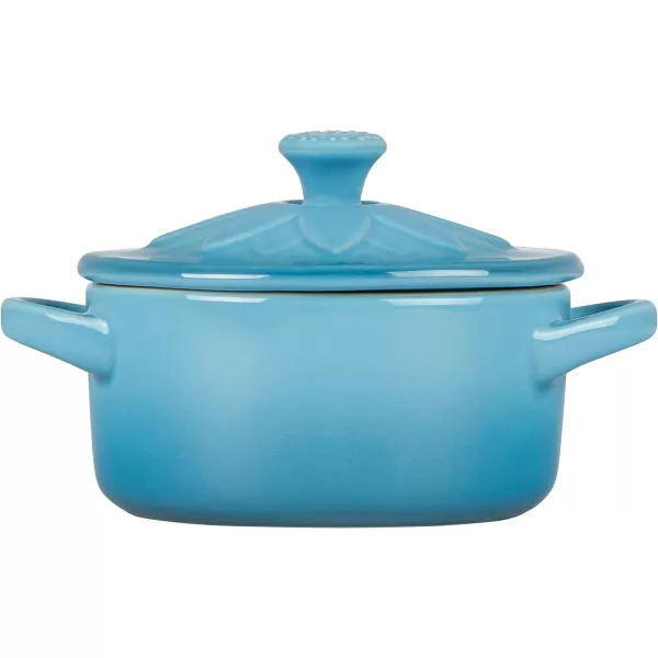 Le Creuset Stoneware Mini Round Cocotte with Flower Lid, 8oz., Nectar