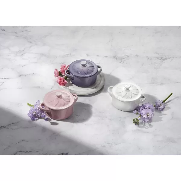Le Creuset Stoneware Mini Round Cocotte with Flower Lid, 8oz., Nectar