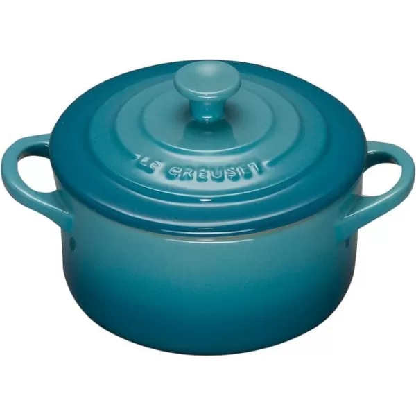 Le Creuset Stoneware Set of 4 Mini Cocottes with Cookbook, 8 oz. each, Cerise