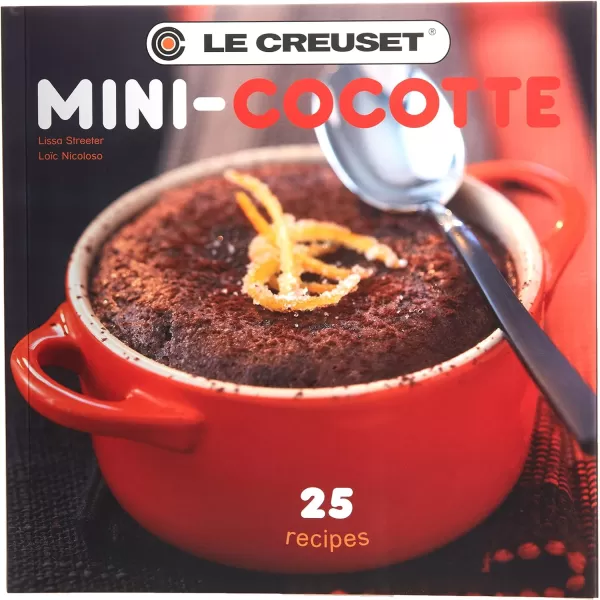 Le Creuset Stoneware Set of 4 Mini Cocottes with Cookbook, 8 oz. each, Cerise