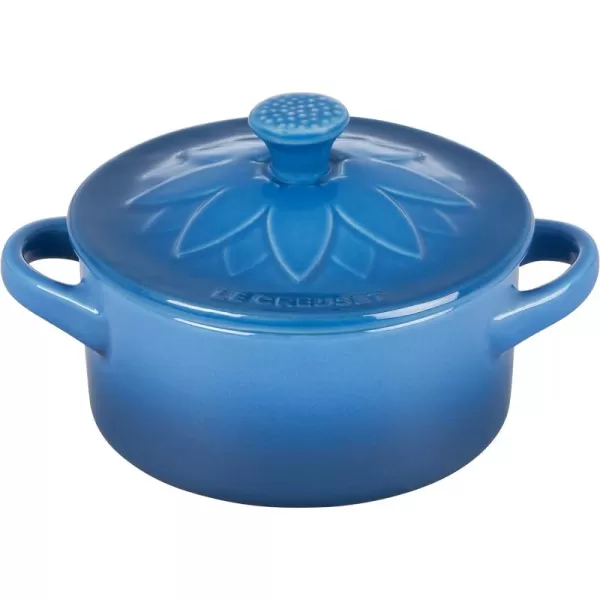 Le Creuset Stoneware Mini Round Cocotte with Flower Lid, 8oz., Nectar