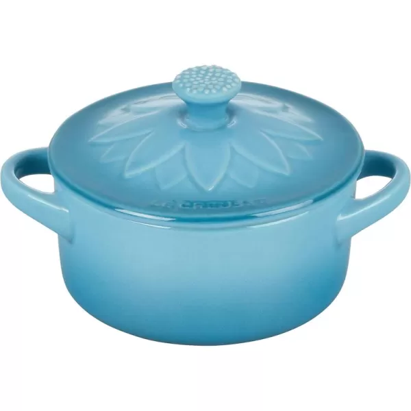 Le Creuset Stoneware Mini Round Cocotte with Flower Lid, 8oz., Nectar
