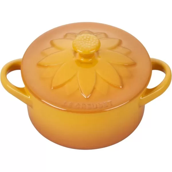 Le Creuset Stoneware Mini Round Cocotte with Flower Lid, 8oz., Nectar