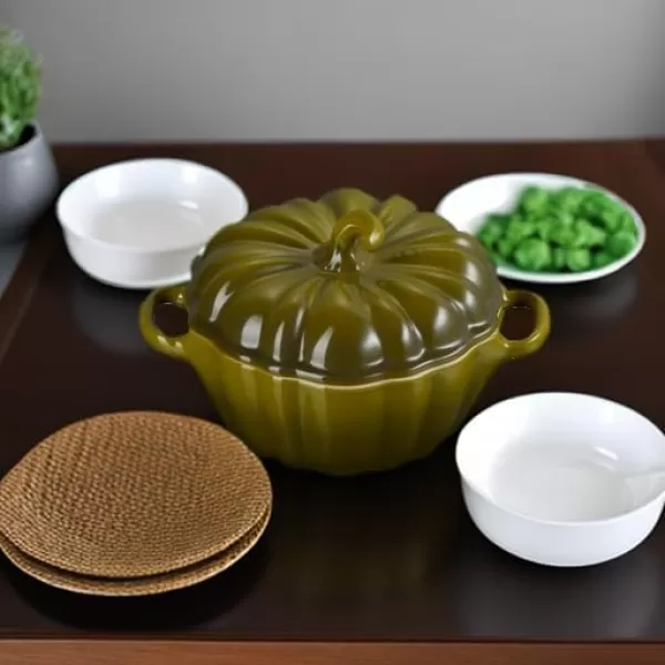 imageLe Creuset Stoneware Pumpkin Mini Cocotte 12 oz OliveOlive