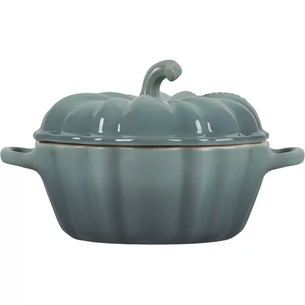 imageLe Creuset Stoneware Pumpkin Mini Cocotte 12 oz OliveSea Salt