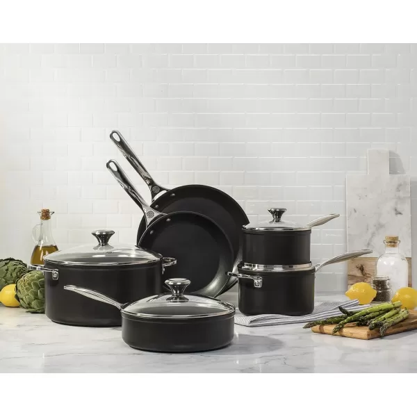 imageLe Creuset Toughened Nonstick PRO Cookware Set 3 pc 10quot Fry Pan 425 qt Saute Pan with LidGray10pc Set